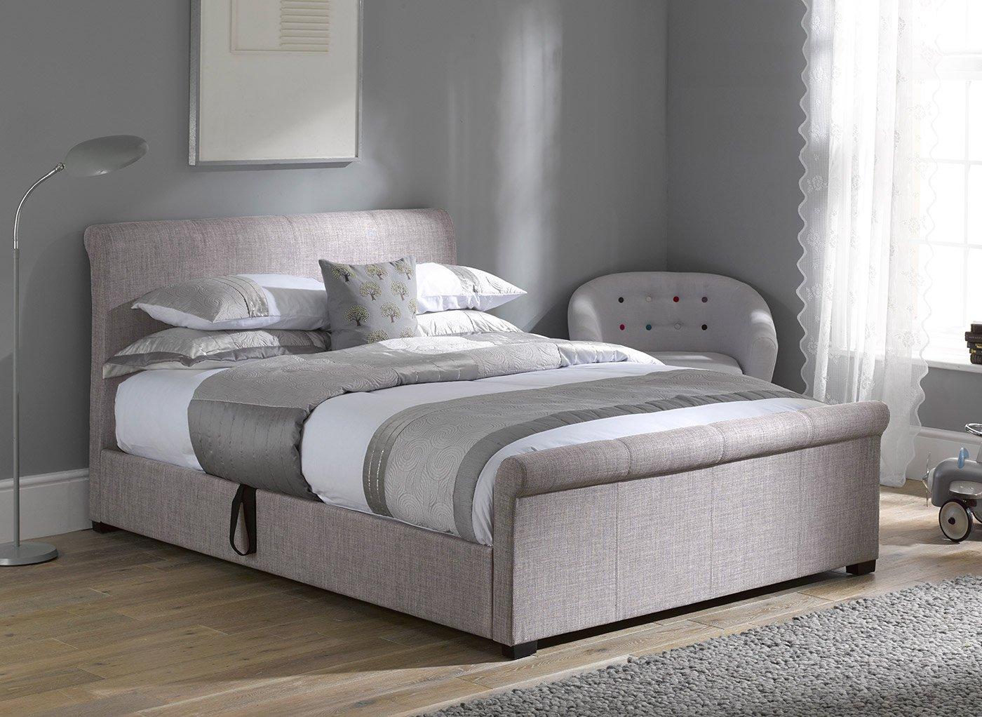 Wilson Silver Fabric Ottoman Bed Frame 5’0 King GREY | Bed Sava