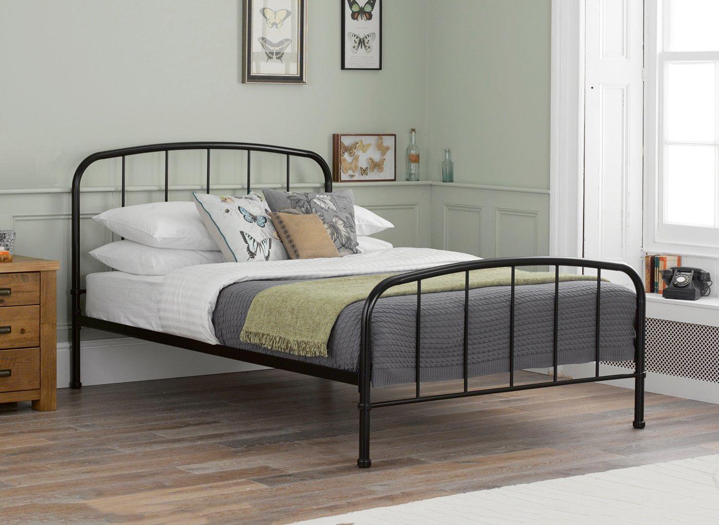 black steel mattress bed frame