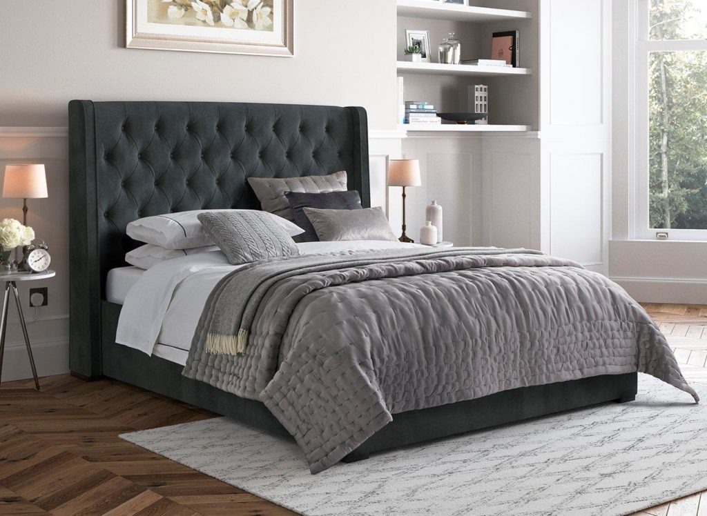 Deacon Upholstered Bed Frame 6'0 Super king GREY | Bed Sava