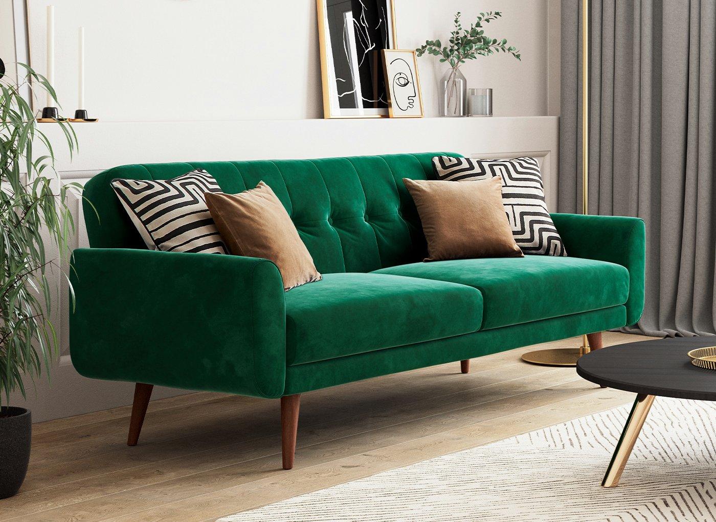 green sofa bed with storage