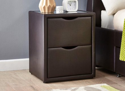 faux leather bedside tables with glass top