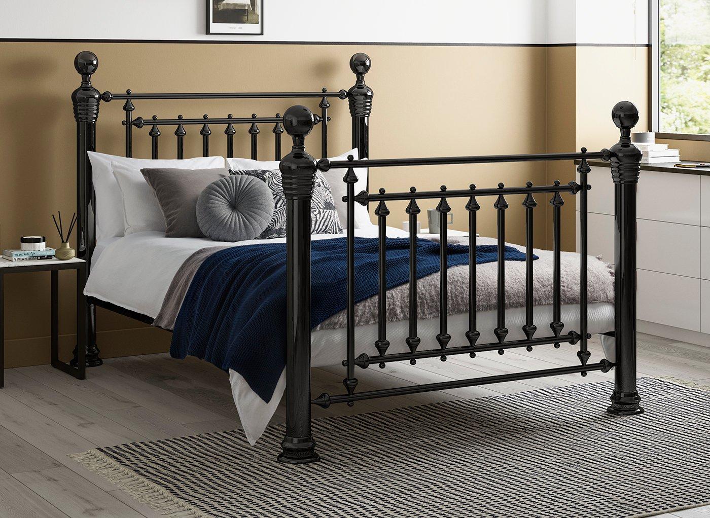 super king black metal bed frame