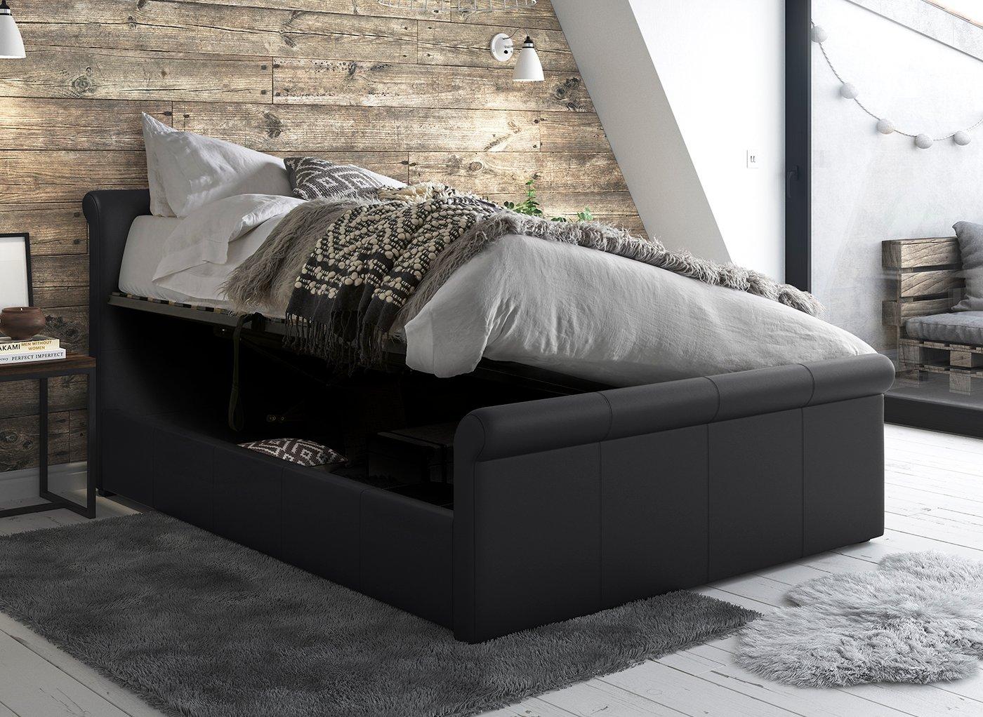 Black ottoman small on sale double bed