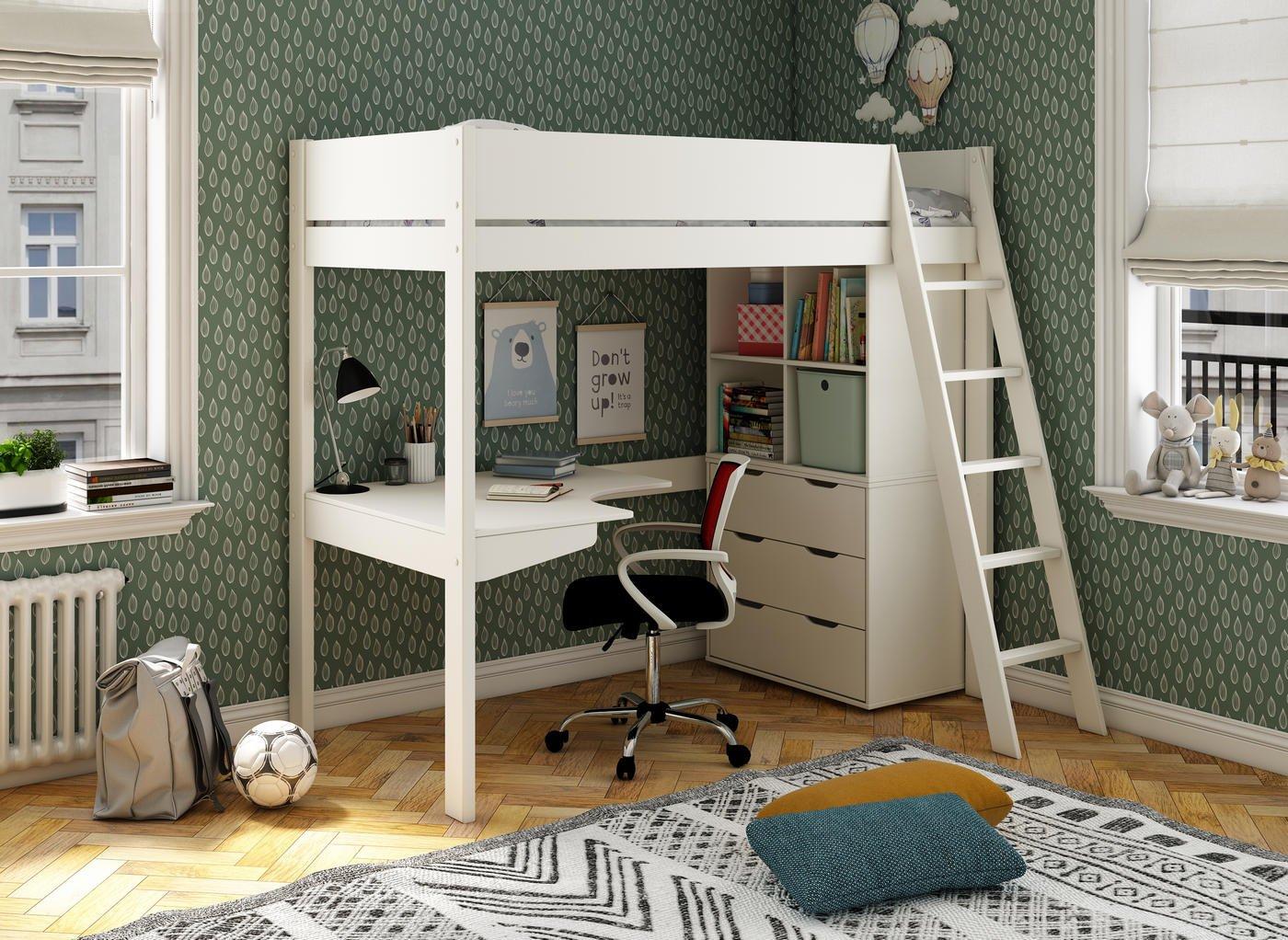 Single bed with storage deals and desk