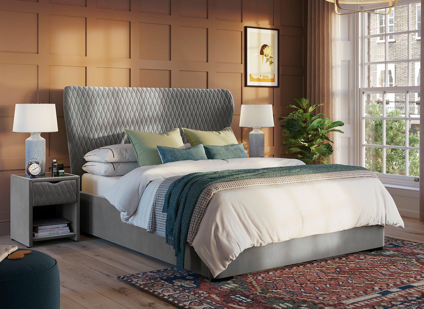 King velvet deals upholstered bed