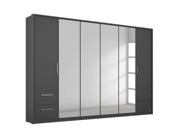 Lorenzo 6 Door + 4 Drawer Hinged Wardrobe with 4 Mirrors