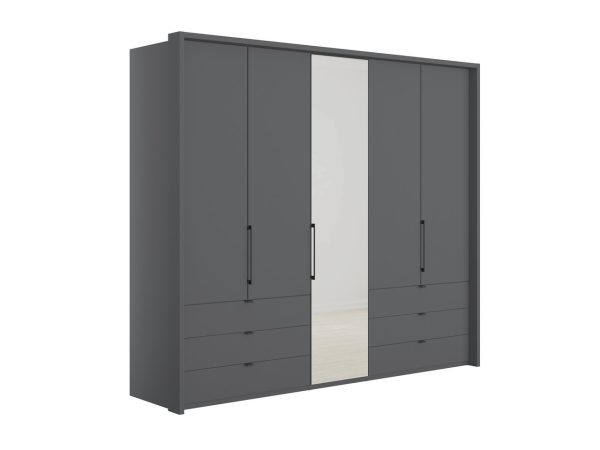 Emden 5 Door 6 Drawer Hinged Mirrored Wardrobe