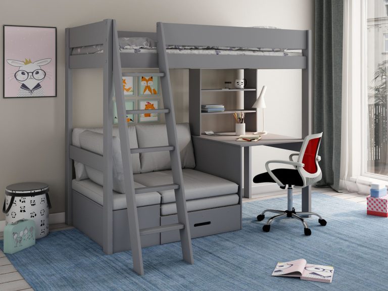 Rory High Sleeper Desk Bedframe and Mattress