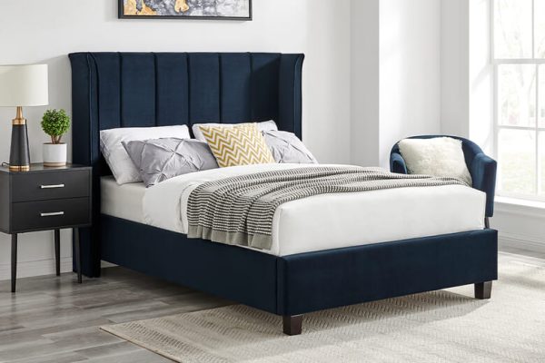 Catania Upholstered Bed Limelight Navy Blue Double