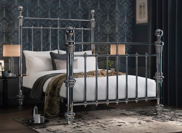 Quinn Chrome Metal Bed Frame 60 Super King Silver