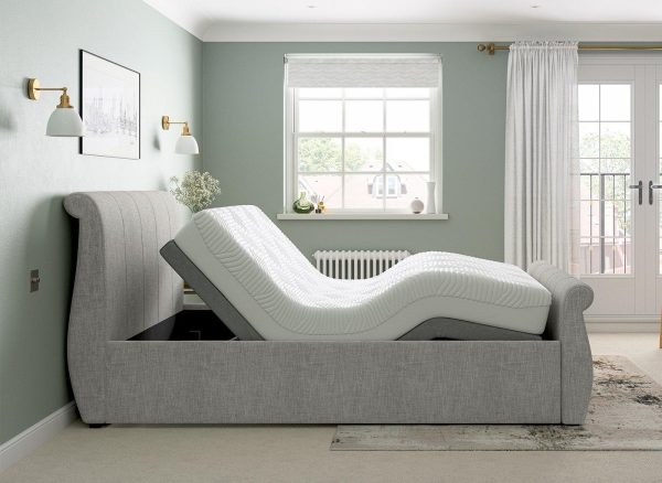 Lucia Sleepmotion Adjustable Upholstered Bed Frame 60 Super King Silver