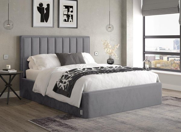 TEMPUR Duke Velvet Finish Bed Frame 60 Super King Silver