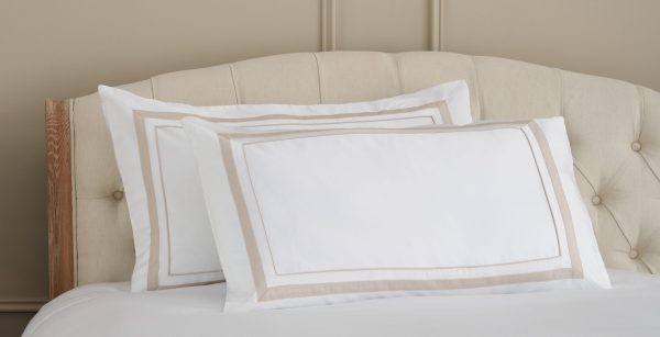 Cotton Collection Sateen Double Row Pillowcase Pair Natural