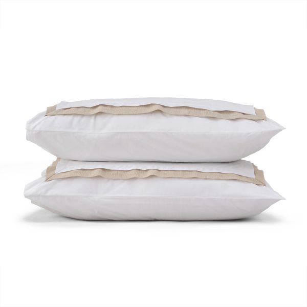 Natural Collection Linen Border Pillowcase Pair Natural