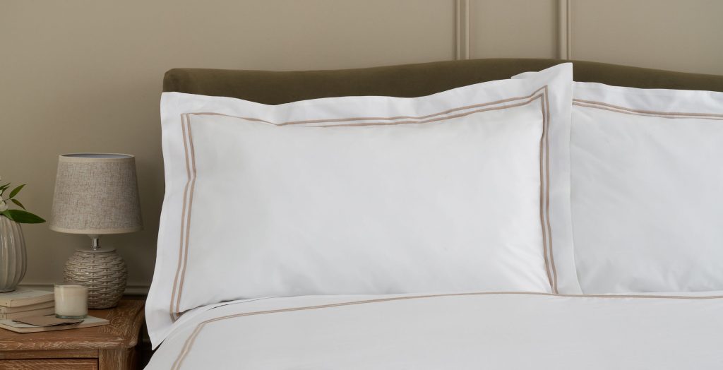 Cotton Collection Double Row Cord Pillowcase Pair Natural