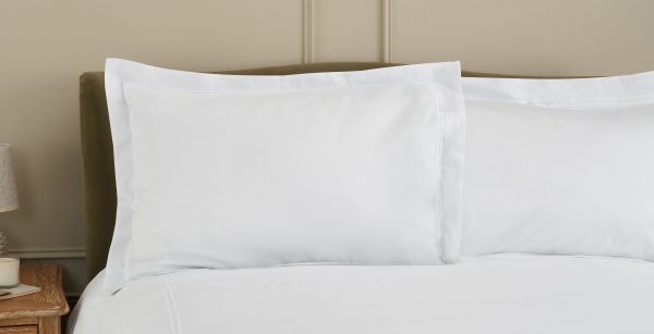 Cotton Collection Double Row Cord Pillowcase Pair White