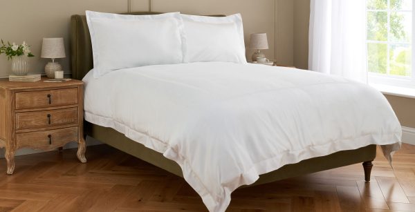 Cotton Collection Double Row Cord Bed Linen Set White Single