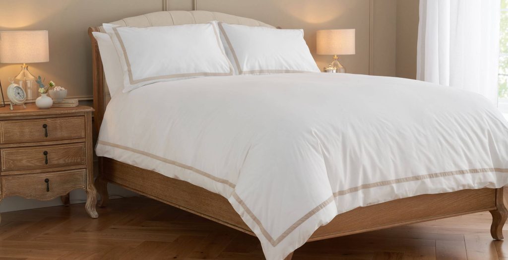 Cotton Collection Border Duvet Cover Natural Single