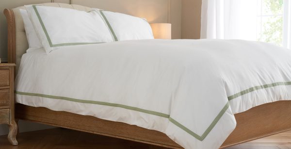 Cotton Collection Border Duvet Cover Sage Single