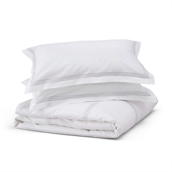 Cotton Collection Sateen Triple Row Cord Bed Linen Set Silver Single