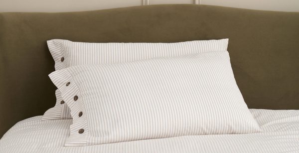 Cotton Collection Dyed Stripe Pillowcase Pair Natural