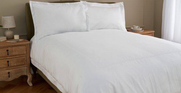 Cotton Collection Double Row Cord Duvet Cover White Double