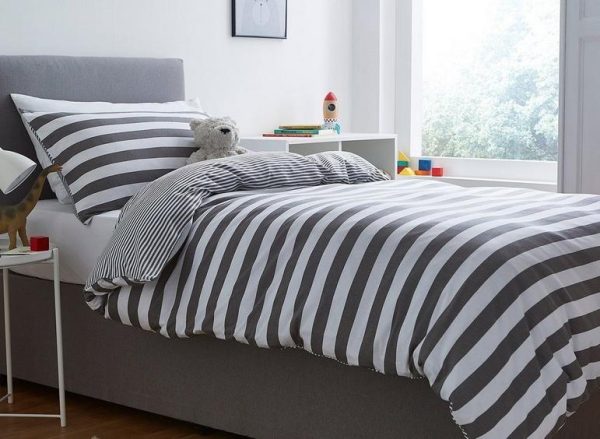 Silentnight Jersey Stripes Duvet Set Grey