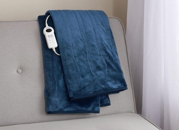 Dreams Flannel Heated Throw Blue