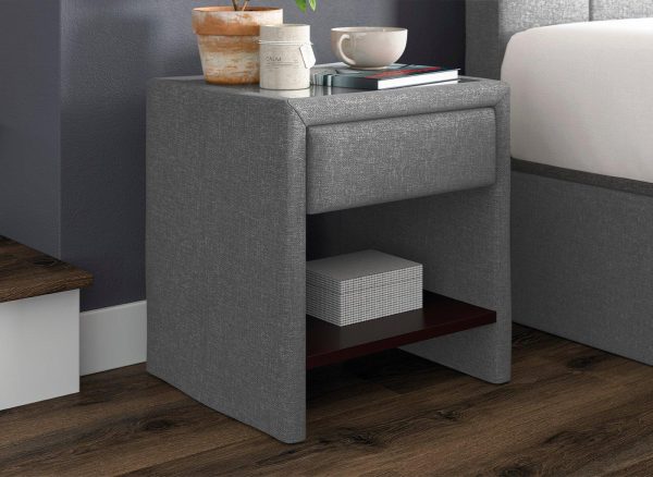 Harrow 1 Drawer Upholstered Bedside Table Silver