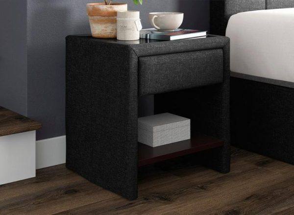 Harrow 1 Drawer Upholstered Bedside Table Grey