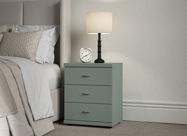 Dover 3 Drawer Bedside Green