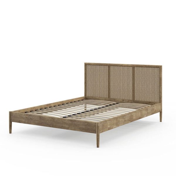 Aubrey Rattan Bed Weathered Oak Double