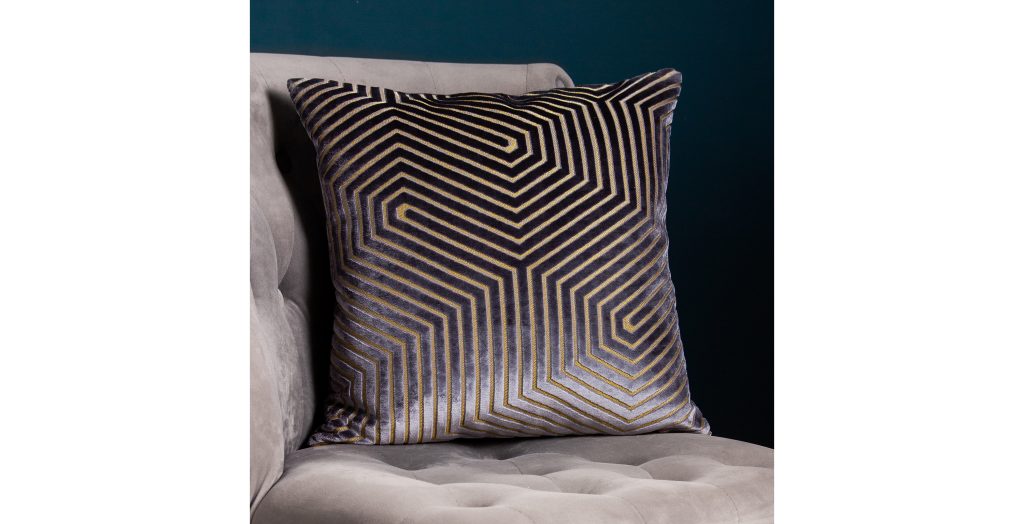 Geo Embossed Feather Cushion Charcoal