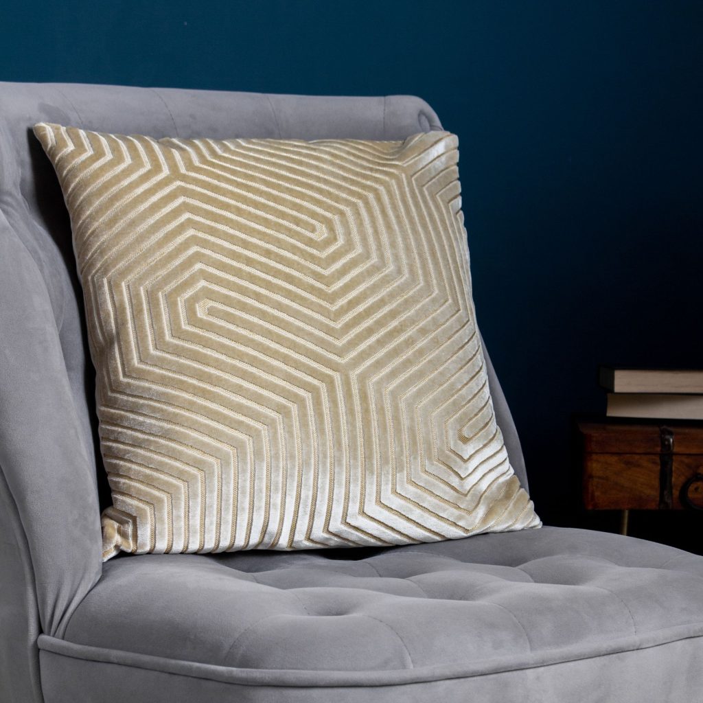 Geo Embossed Feather Cushion Ivory