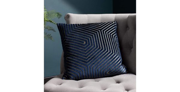 Geo Embossed Feather Cushion Navy