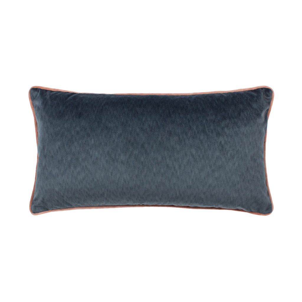 Velvet Contrast Rectangle Cushion Blue Blush