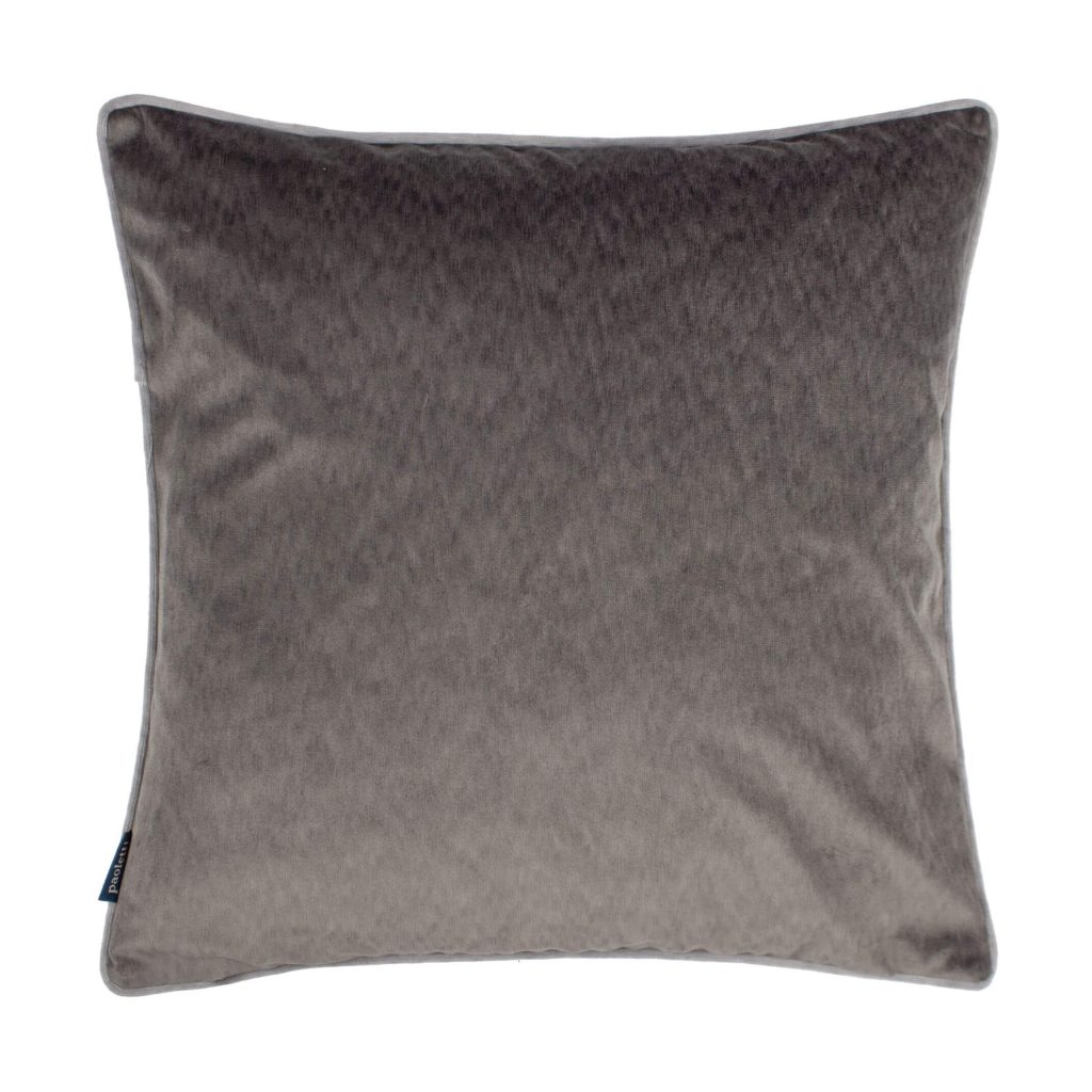 Velvet Contrast Piped Cushion Charcoal Silver