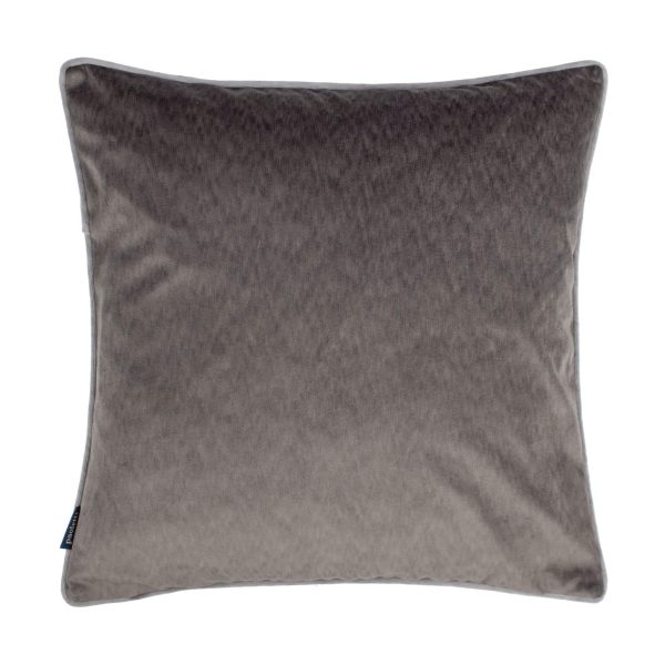 Velvet Contrast Piped Cushion Charcoal Silver