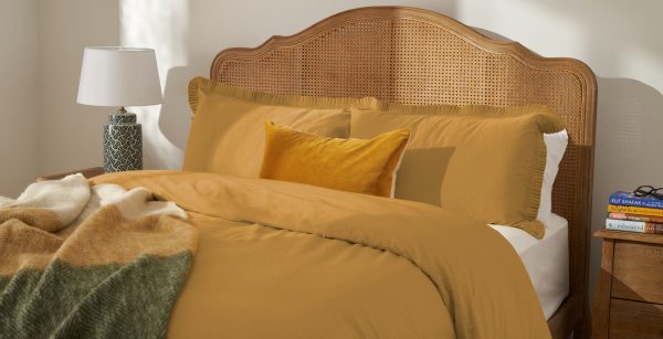 Cotton Collection Frill Duvet Cover Ochre Gold King