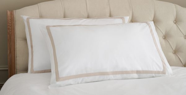 Cotton Collection Border Pillowcase Pair Natural