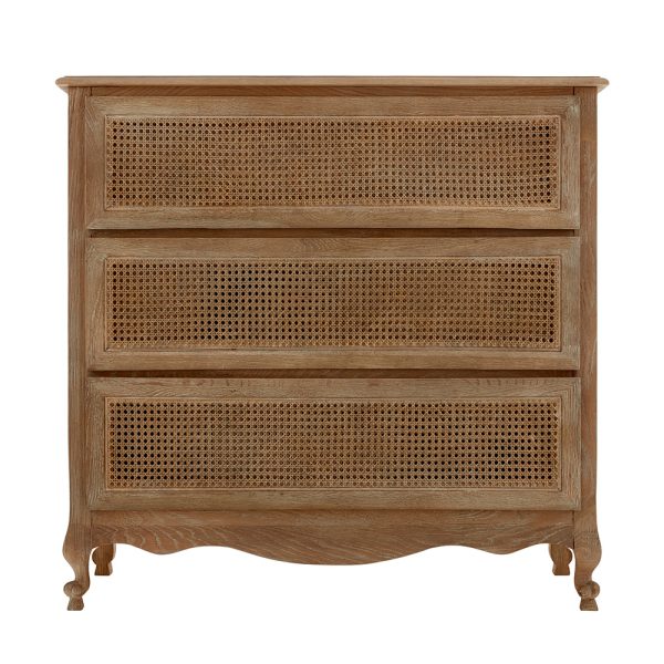 Sienna Rattan 3 Drawer Chest Weathered Oak