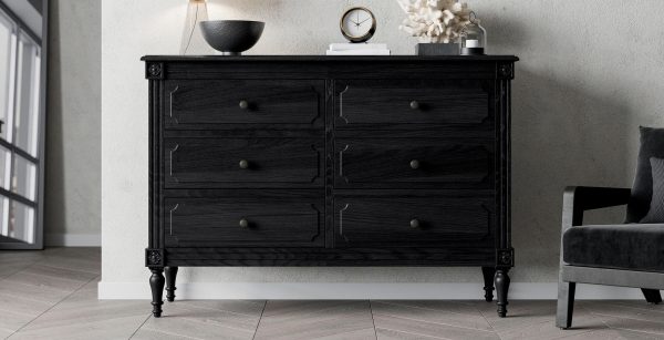 Casterton 6 Drawer Wide Chest Black