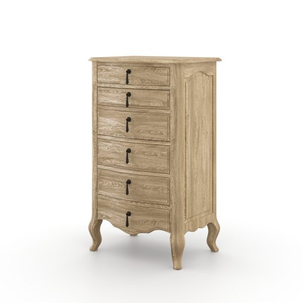 Salcombe 6 Drawer Tallboy Pale Weathered Oak