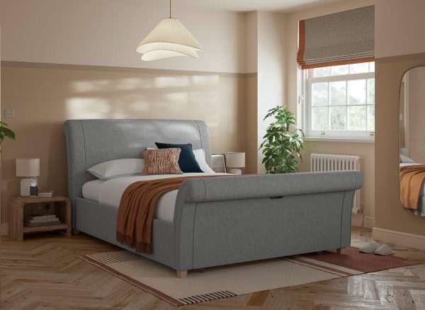 Delaware Upholstered Sleigh Bed Frame 50 King Grey