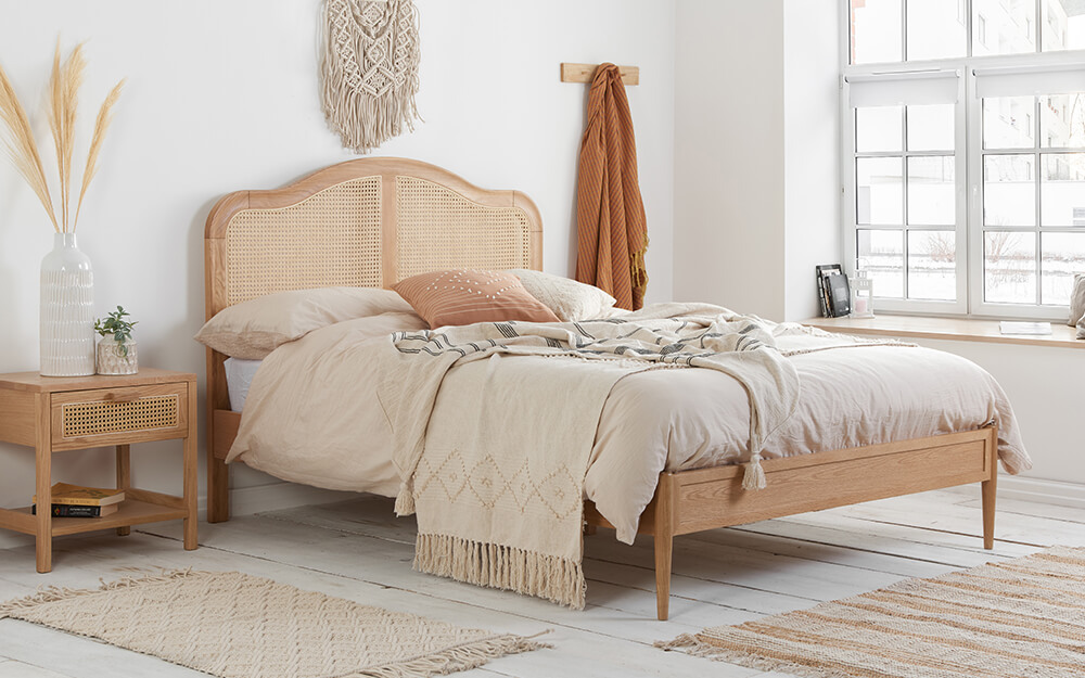 Birlea Leonie Wooden Rattan Bed Frame King Size Oak |