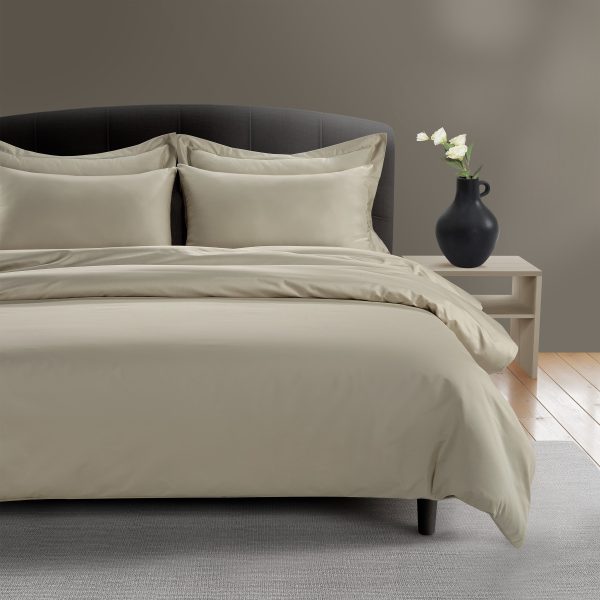 800 Thread Count Grand Splendour LUXE Duvet Cover Sateen Oatmeal Double Oatmeal