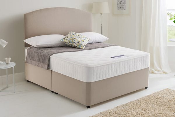 Silentnight Essentials Memory Mirapocket 1000 Mattress + Premium Divan Bed Putty Beige 2 Drawers Double