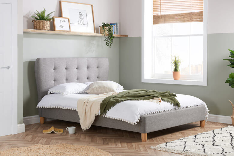 Birlea Stockholm Grey Upholstered Bed King Size