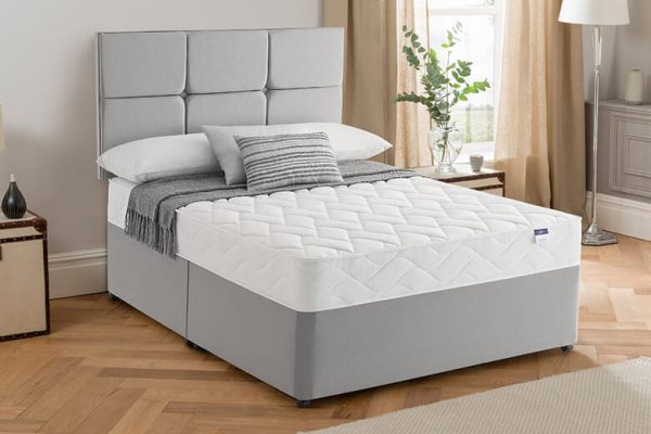 Silentnight Double Sided Miracoil Mattress + Premium Divan Bed Graphite Grey No Storage Single