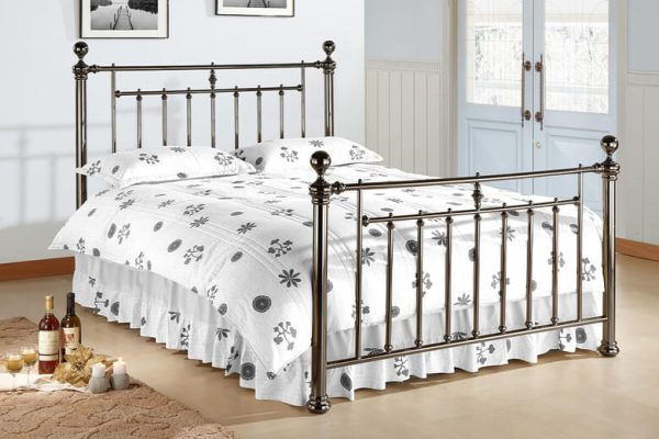 Time Living Alexander Black Nickel Bed Frame Double